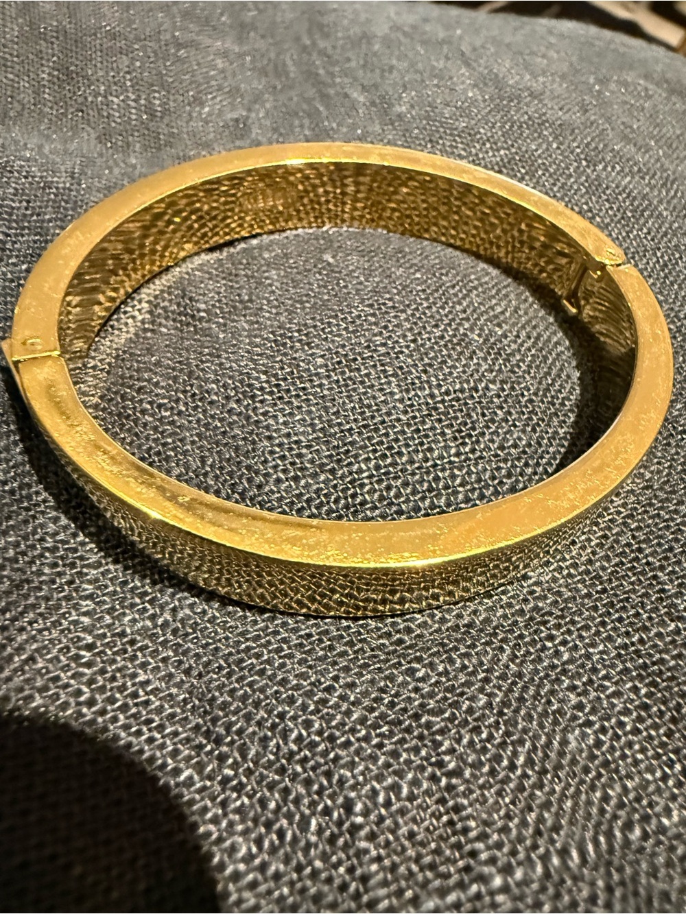 J. Crew Gold Textured Hinged Bangle Bracelet